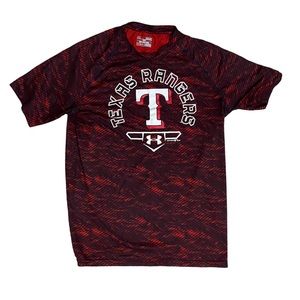 Texas Rangers Under Armour Heat Gear T-Shirt • Unique • Red  Maroon • Men’s Sz L